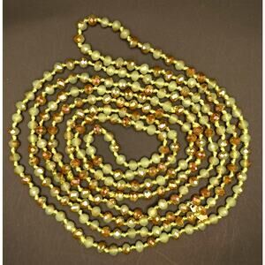 Natasha Green and Orange Bi-color Faceted Crystal Beaded Necklace 36" Extra Long